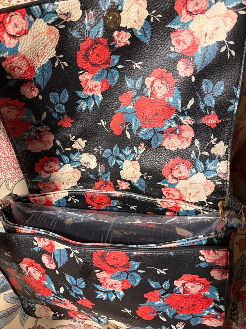 Steve Madden Black Floral Crossbody with Tassel GUC. Call-out- Rubbing - Picture 4 of 13